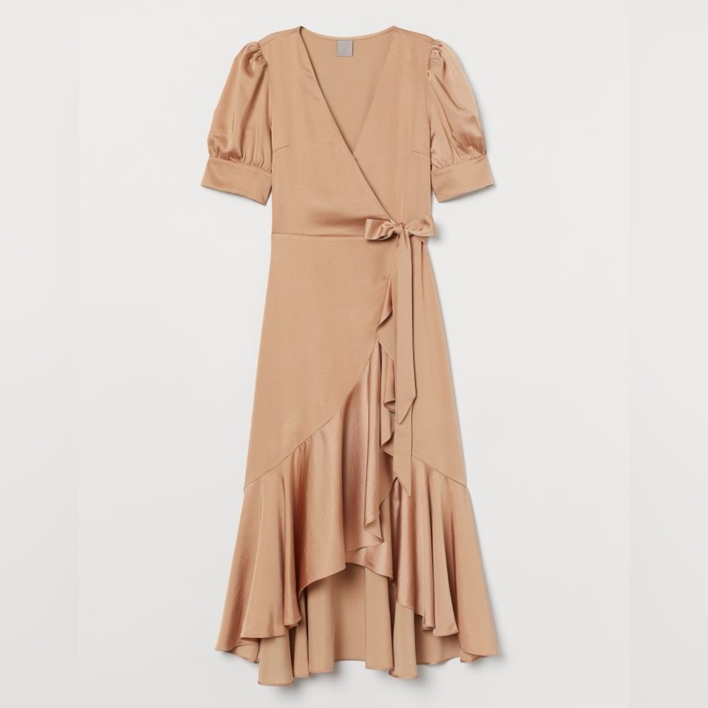 H&M Satin wrap front midi dress size Medium
